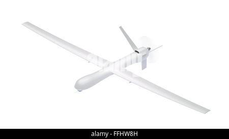 White drone (UAV) isolato su bianco Foto Stock