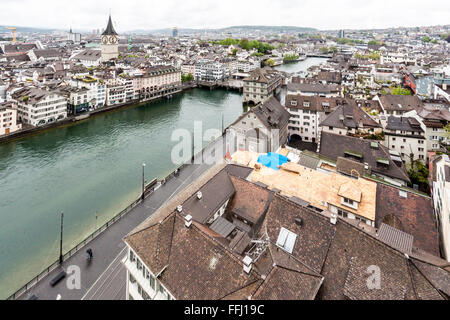 Edifici storici Limmat Zurigo Svizzera Foto Stock