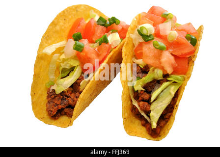 Due Tacos isolato su bianco Foto Stock