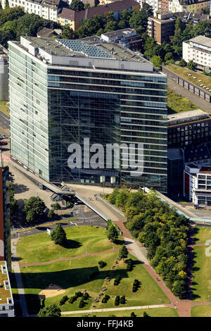 Vista aerea, la Stadttor, la porta nord Rhine-Westphalian Primo Ministro Signora Hannelore Kraft, Duesseldorf, Renania, Foto Stock