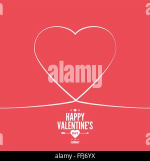 Valentines card con cuore di linea Illustrazione Vettoriale