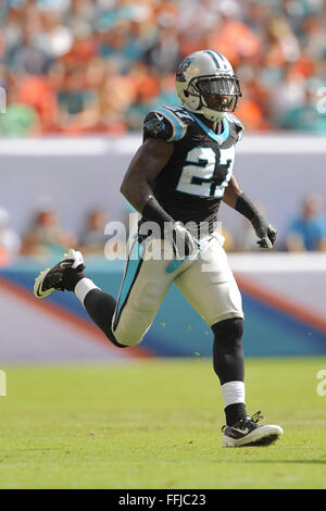 Giardini di Miami, FL, Stati Uniti d'America. 24 Novembre, 2013. Carolina Panthers sicurezza forte Quintin Mikell (27) durante le pantere partita contro i delfini di Miami a SunLife Stadium su nov. 24, 2013 nei giardini di Miami, Florida. ZUMA PREMERE/ Scott A. Miller © Scott A. Miller/ZUMA filo/Alamy Live News Foto Stock