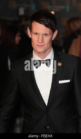 Londra - Feb 14, 2016: Matt Smith assiste l'EE Bafta British Academy Film Awards presso la Royal Opera House on Feb 14, 2016 in L Foto Stock