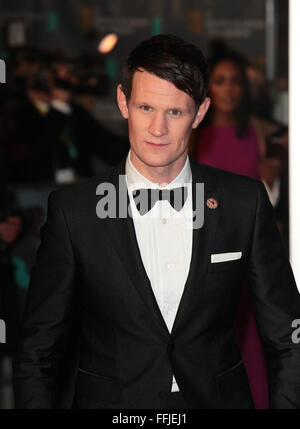 Londra - Feb 14, 2016: Matt Smith assiste l'EE Bafta British Academy Film Awards presso la Royal Opera House on Feb 14, 2016 in L Foto Stock