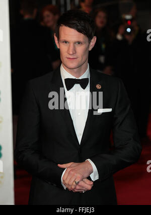 Londra - Feb 14, 2016: Matt Smith assiste l'EE Bafta British Academy Film Awards presso la Royal Opera House on Feb 14, 2016 in L Foto Stock