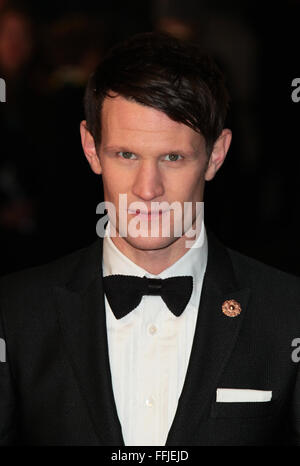 Londra - Feb 14, 2016: Matt Smith assiste l'EE Bafta British Academy Film Awards presso la Royal Opera House on Feb 14, 2016 in L Foto Stock