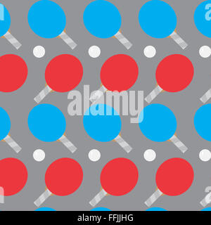 Ping pong seamless pattern. Campo da tennis tavolo da ping pong, l'attività di concorrenza, racchette e palle da gioco di sport. Vettore abstract design piatto ill Foto Stock