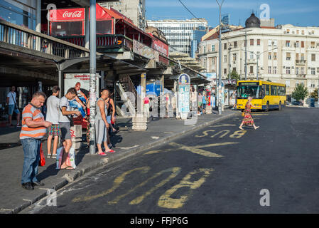 Il terminal degli autobus a Zeleni Venac district a Belgrado in Serbia Foto Stock