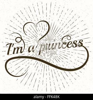 La principessa parola lettere con cuore Illustrazione Vettoriale