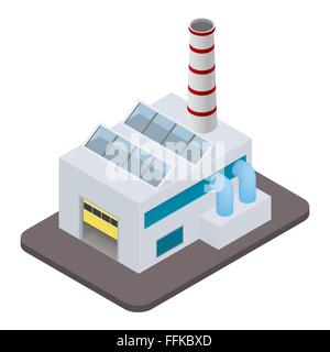 Vettore fabbrica isometrica icona di costruzione Illustrazione Vettoriale