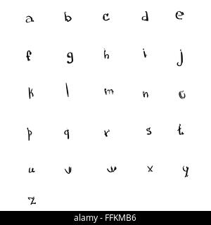 Alfabeto lettere piccolo schizzo collezione disegnata a mano impostato Illustrazione Vettoriale