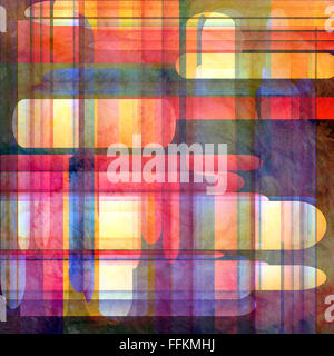 Acquerello astratto colorato motivo grafico di varie strisce Foto Stock