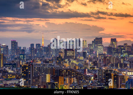 Tokyo, Giappone skyline della citta' al tramonto. Foto Stock