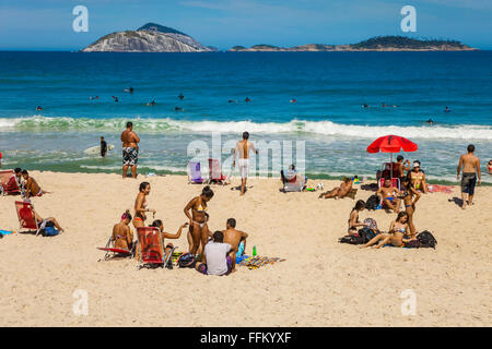 La spiaggia di Ipanema. Rio de Janeiro.Brasile Foto Stock