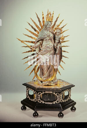 Orologi, orologio con statuetta di Madonna con bambino, di Stephan Hötzer, Monaco, circa 1640, diritti aggiuntivi-clearences-non disponibile Foto Stock