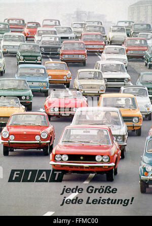 Trasporti / trasporti, auto, varianti di veicoli, Fiat, pubblicità, volantino Fiat Germany, Heilbronn, settembre 1970, diritti-aggiuntivi-clearences-non disponibile Foto Stock