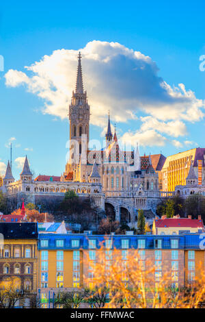 Budapest, vista della Cattedrale di Mathias, Ungheria Foto Stock