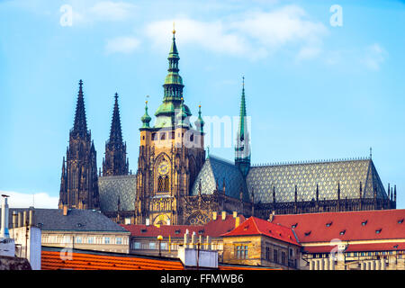 Il Castello di Praga e la Cattedrale di San Vito. Repubblica ceca Foto Stock
