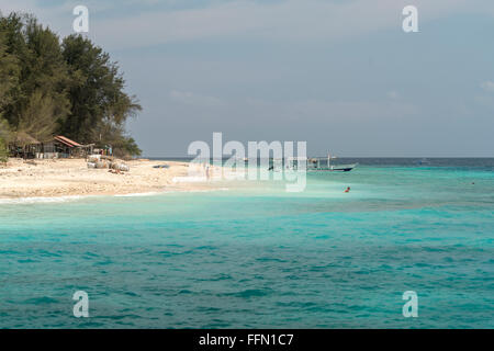 Spiaggia sulla piccola isola Gili Meno, Lombok, Indonesia, Asia Foto Stock