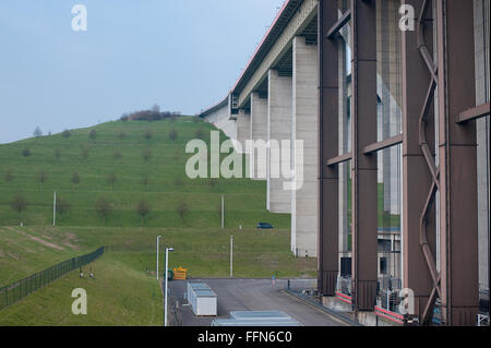 Strepy-Thieu boat lift sul Canal du Centre, Belgio Foto Stock