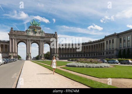 Parc du Cinquantenaire e Arco Trionfale, Bruxelles, Belgio, Europa Foto Stock