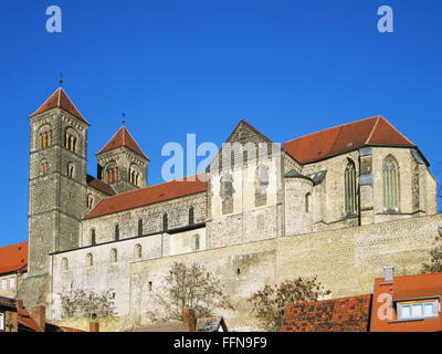 Geografia / viaggi, Germania, Sassonia-Anhalt, Quedlinburg, chiesa collegiata di San Servatius, vista esterna, , Additional-Rights-Clearance-Info-Not-Available Foto Stock