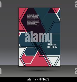 Modello brochure con un disegno astratto di esagoni Illustrazione Vettoriale