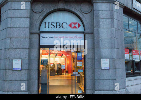 HSBC Bank di Great Portland Street London Foto Stock