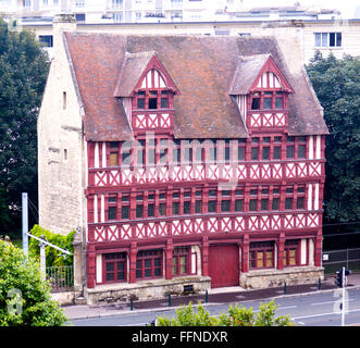 Case Timber-Framed a Caen, Normandia Foto Stock