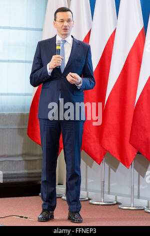 Varsavia, Polonia. Xvi Feb, 2016. Ministro polacco di sviluppo Mateusz Morawiecki presso la cancelleria del Primo Ministro a Varsavia in Polonia. © Mateusz Wlodarczyk/Pacific Press/Alamy Live News Foto Stock