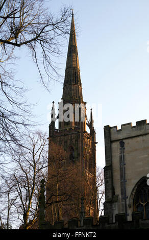 Vecchia Cattedrale guglia, Coventry, West Midlands, England, Regno Unito Foto Stock