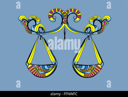 Bilancia segno zodiacale. astratto vettore ehtnik silhouette Foto Stock
