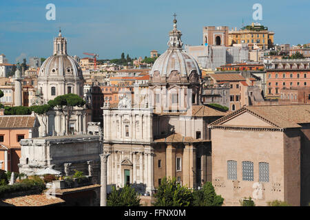 La Casa del Senato Curia Julia, le chiese dei Santi Luca e Martina Via della Curia e Santissimo Nome di Maria a Roma, Italia Foto Stock