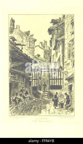 Questo libro d'epoca intitolato "Bayonne historique et pittoresque" offre una pittoresca esplorazione della città francese di Bayonne, mostrando monumenti storici e vedute. Con incisioni di F. Corre'ges, il libro fornisce un resoconto visivo e descrittivo dell'architettura, delle strade e del patrimonio culturale di Bayonne, offrendo uno sguardo inestimabile sulla storia francese del XIX secolo. Foto Stock
