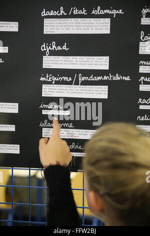 Workshop sulla libertà di espressione e del secolarismo in una scuola di francese - 20/01/2015 - Francia / Essonne - a seguito del terrore Foto Stock