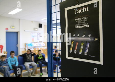 Workshop sulla libertà di espressione e del secolarismo in una scuola di francese - 20/01/2015 - Francia / Essonne - a seguito del terrore Foto Stock