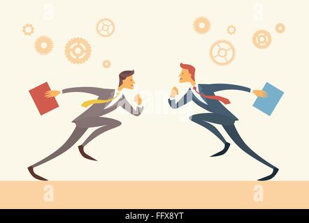 Business man correre gli avversari del concorso il concetto di concorrenza Illustrazione Vettoriale