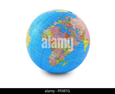 Globo, isolato su uno sfondo bianco. Foto Stock