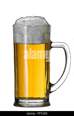 Illustrazione del bicchiere da birra su sfondo bianco Foto Stock