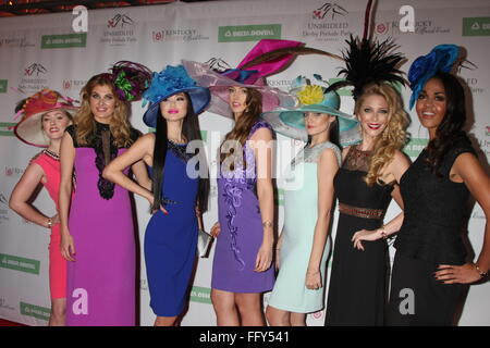 7 Vigilia di sfrenato Derby preludio party presso il London Hotel offre: Derby cappelli sui modelli in cui: West Hollywood, California, Stati Uniti quando: 07 Gen 2016 Foto Stock