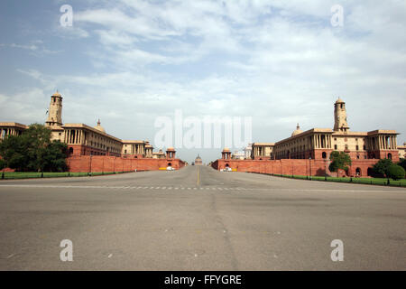 Vijay Chowk e a sud a nord di blocchi di Rashtrapati Bhavan , New Delhi , India Foto Stock