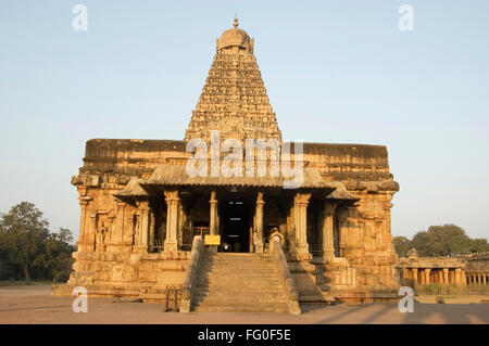 Tempio di Brihadeeswara, Tempio di Brihadisvara, Rajarajesvaram, Peruvudaiyar Kovil, Sito Patrimonio dell'Umanità dell'UNESCO, Thanjavur, Tamil Nadu, India, Asia Foto Stock