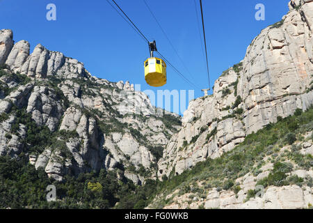 La funivia fino al monastero di Montserrat vicino a Barcelona, Spagna. Foto Stock