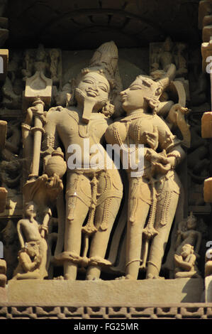 Brahma sulla parete del tempio jagadambi Khajuraho Madhya Pradesh india Foto Stock