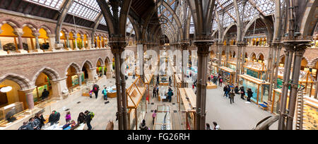 Foto panoramica da un alta posizione elevata della galleria principale dell'Università di Oxford il Museo di Storia Naturale di Oxford, Regno Unito Foto Stock