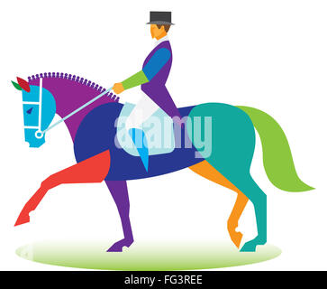 Donna cavaliere a cavallo. Dressage Foto Stock