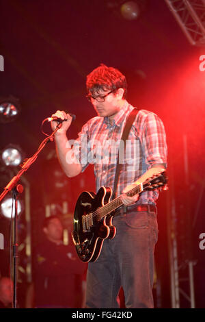 Il Futureheads eseguendo sul John Peel stage presso il festival di Glastonbury 2008, Somerset, Inghilterra, Regno Unito. Foto Stock