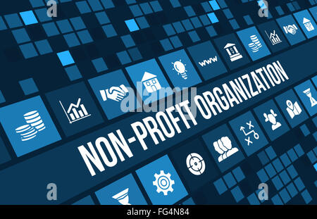 Organizzazione non-profit Concetto di immagine con le icone di business e copyspace. Foto Stock