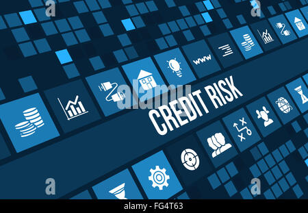 Rischio di credito concetto di immagine con le icone di business e copyspace. Foto Stock