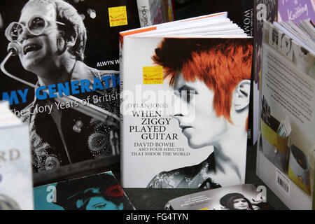 David Bowie libro nella vetrina di un negozio. Foto Stock